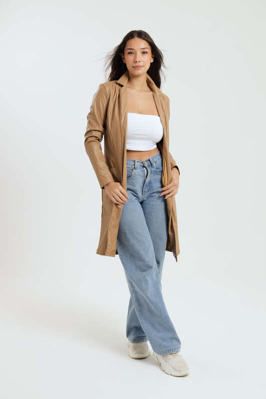 Charlotte Patent Trench Coat PU Leather