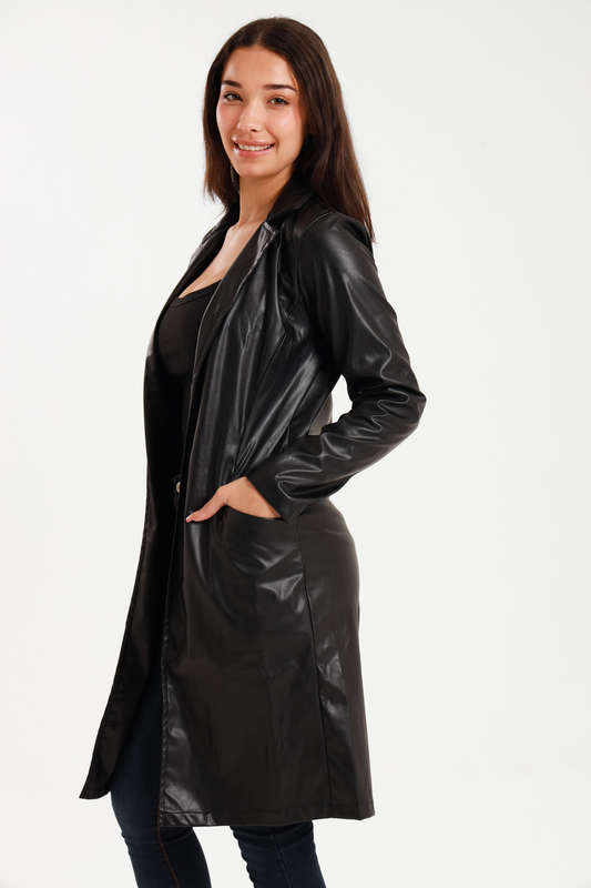 Charlotte Patent Trench Coat PU Leather