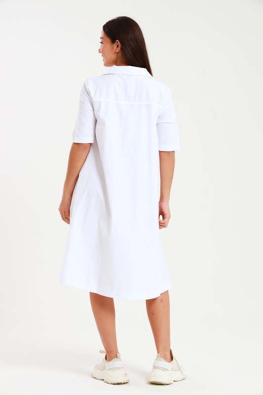 Hillary Maxi Mid Length 3/4 Sleeve Collar Dress With Pockets