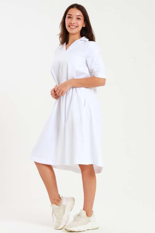Hillary Maxi Mid Length 3/4 Sleeve Collar Dress With Pockets