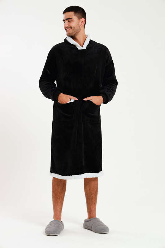 Huggle Hoodie Ultra Plush Free Size Oversized Blanket Black
