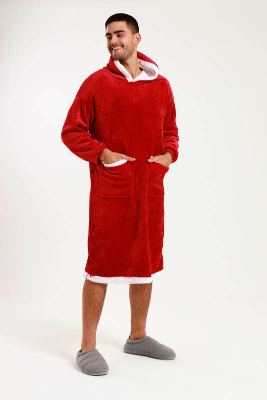 Huggle Hoodie Ultra Plush Free Size Oversized Blanket Red