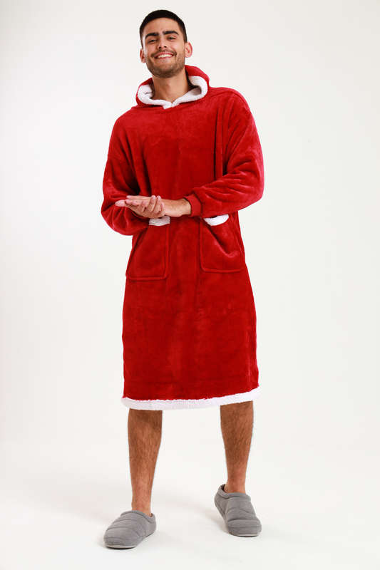 Huggle Hoodie Ultra Plush Free Size Oversized Blanket Red