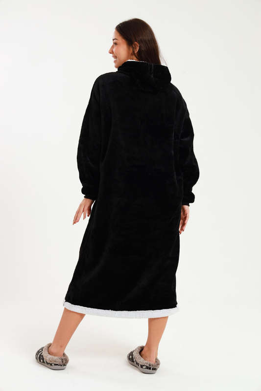 Huggle Hoodie Ultra Plush Free Size Oversized Blanket Black