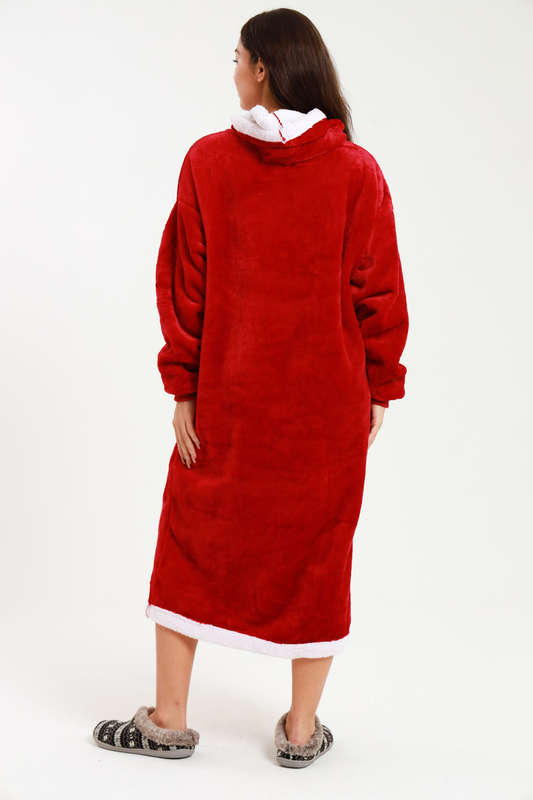 Huggle Hoodie Ultra Plush Free Size Oversized Blanket Red