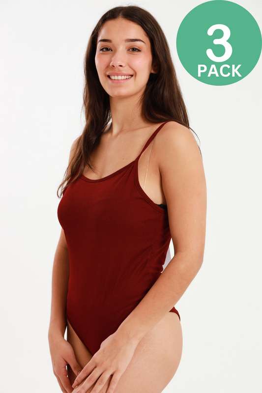 3 Pack Senza® Ladies Scoop Neck Bodysuit