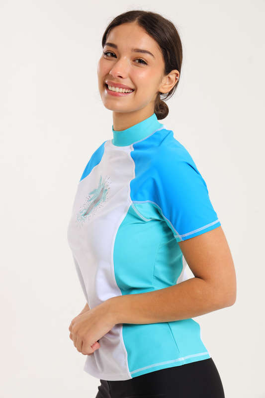 Senza® Ladies Short Sleeve Rash Guard UPF Swim Tops