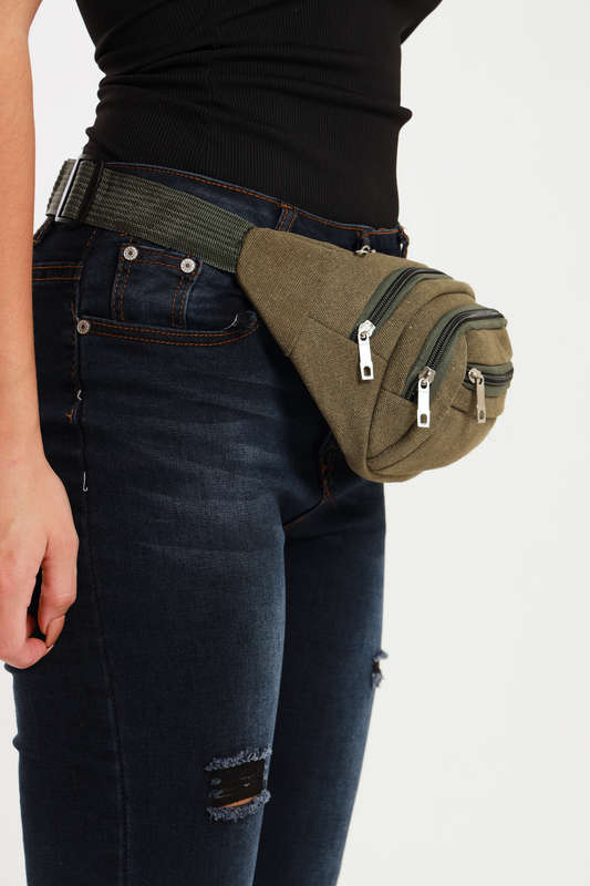 Senza Sport® Unisex Canvas Waist Travel Bag Fanny Pack