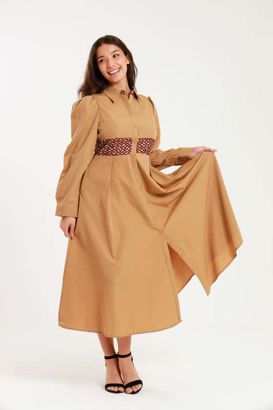 Tanya Ankle Length Long Sleeve Button Down Shirt Dress (Size M to 4XL)