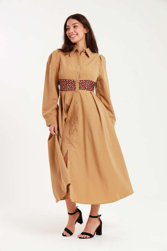 Tanya Ankle Length Long Sleeve Button Down Shirt Dress (Size M to 4XL)