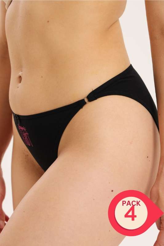 Branded 4 Pack Cotton Stretch Bikini Panties Assorted Pack