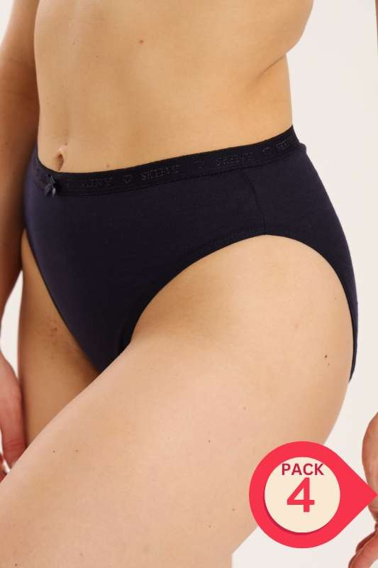Branded 4 Pack Cotton Stretch High Leg Panties Assorted Pack