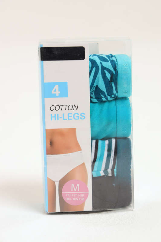 Branded 4 Pack Cotton Stretch High Leg Panties Assorted Pack