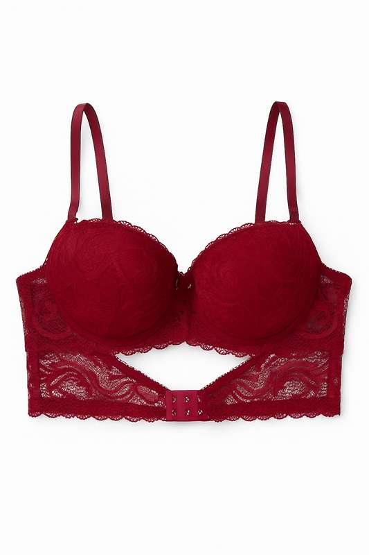 Branded Luxury Soft Touch Underwire Padded Balconette Bra With Lace Detail For Larger Bust