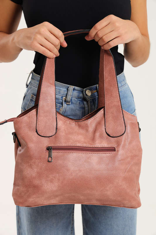 Ladies Faux Leather Handbag With Multiple Compartments
