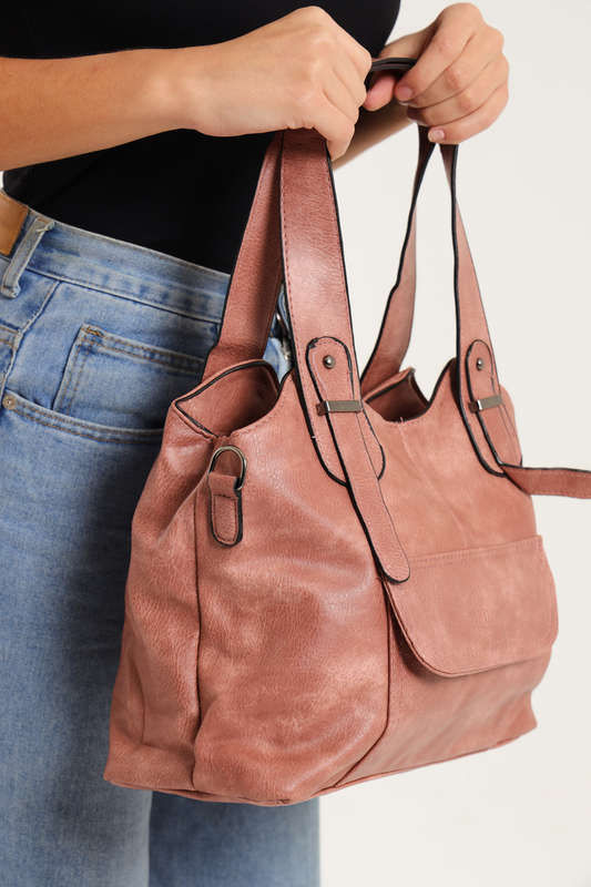 Ladies Faux Leather Handbag With Multiple Compartments
