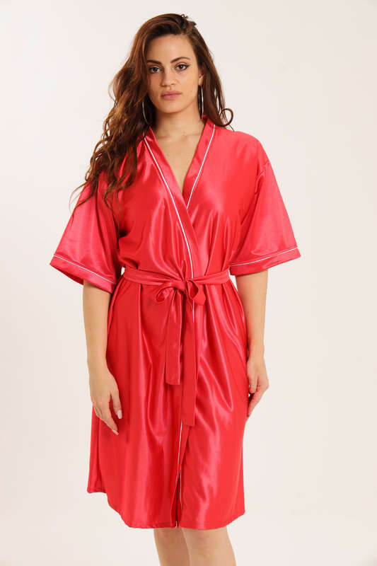 Senza® Ladies Luxury Belted Night Gown Red