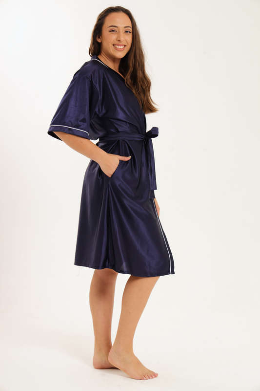 Senza® Ladies Luxury Belted Night Gown Navy