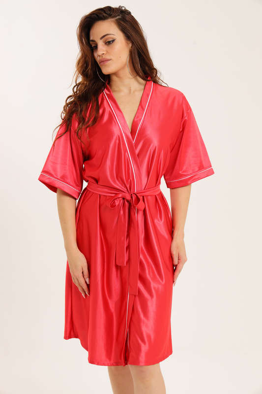 Senza® Ladies Luxury Belted Night Gown Red