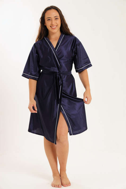 Senza® Ladies Luxury Belted Night Gown Navy