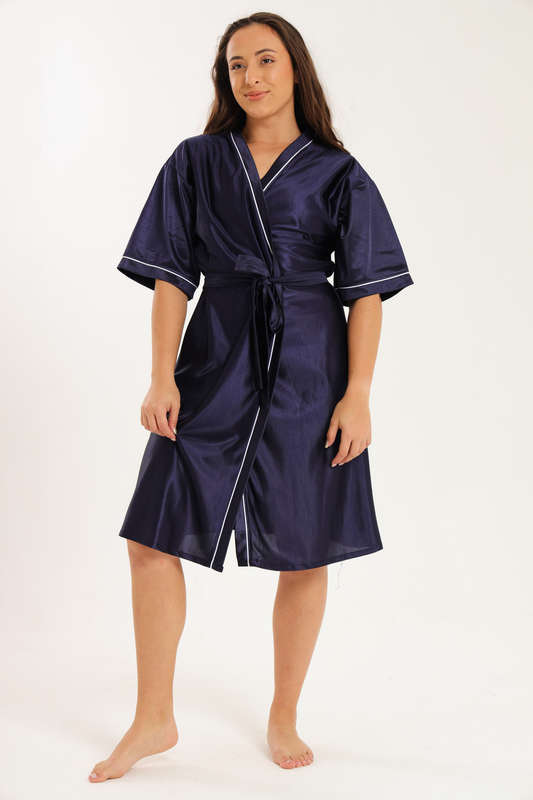 Senza® Ladies Luxury Belted Night Gown Navy