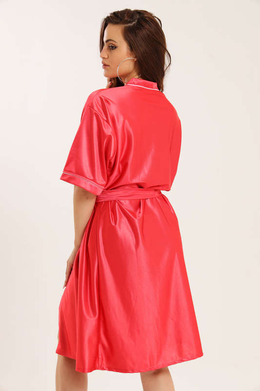 Senza® Ladies Luxury Belted Night Gown Red