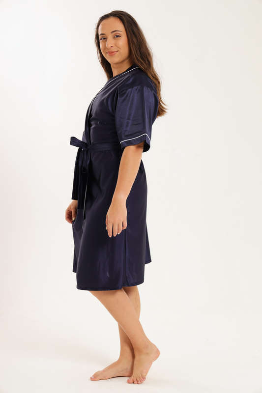 Senza® Ladies Luxury Belted Night Gown Navy