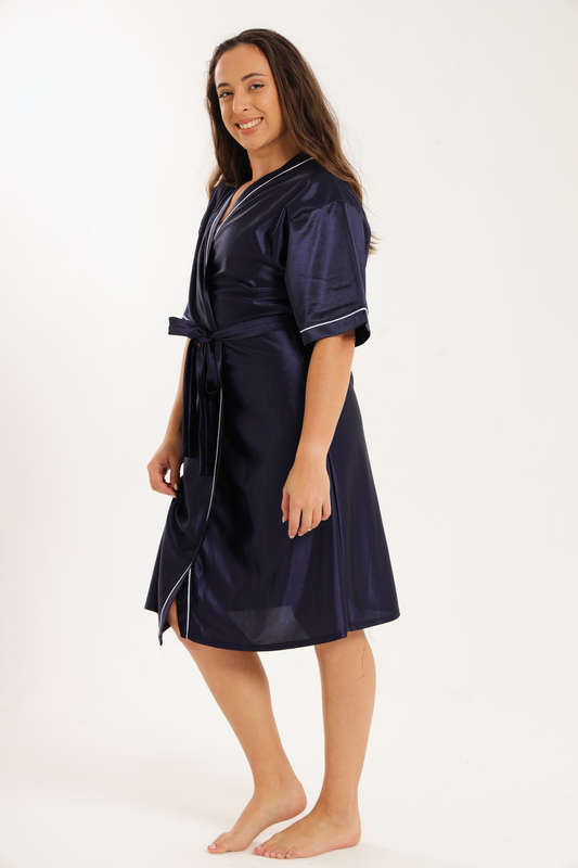 Senza® Ladies Luxury Belted Night Gown Navy