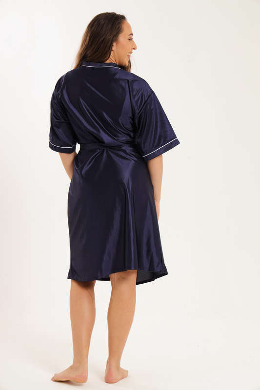 Senza® Ladies Luxury Belted Night Gown Navy