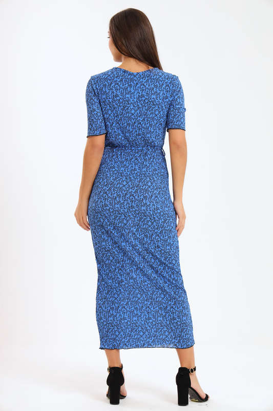 Ladies Blue Bloom Bodycon Dress