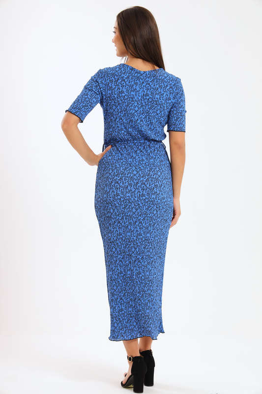 Ladies Blue Bloom Bodycon Dress