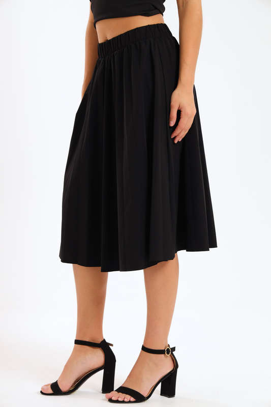Casual Black Pleated Skirt