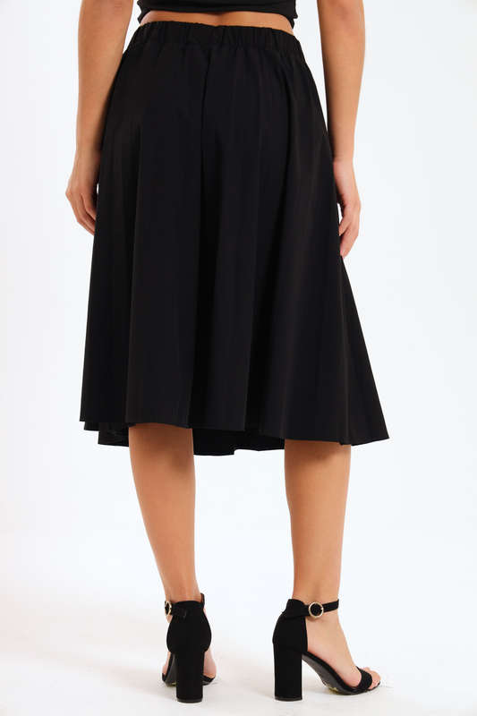 Casual Black Pleated Skirt