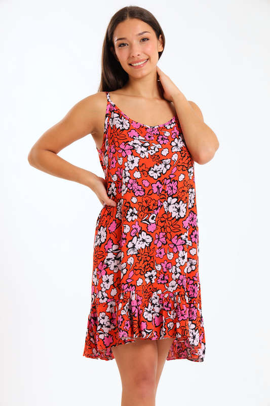 Elsa Floral Printed Strappy Midi Summer Dress