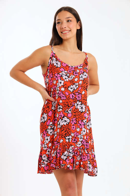 Elsa Floral Printed Strappy Midi Summer Dress