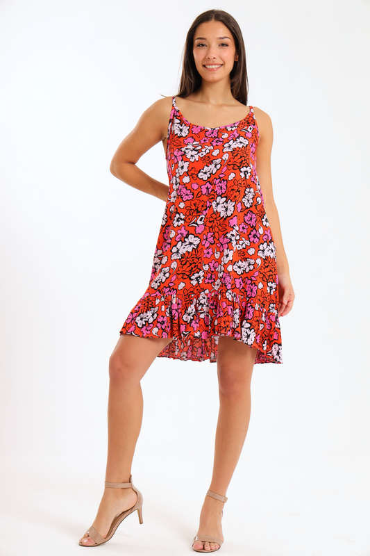 Elsa Floral Printed Strappy Midi Summer Dress