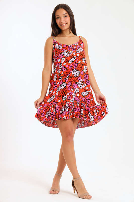 Elsa Floral Printed Strappy Midi Summer Dress