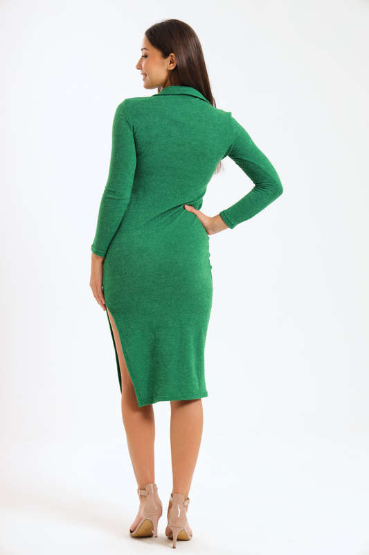Jessie Slitted Button Down Shirt Jersey Dress