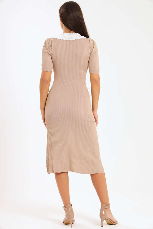 Ladies Classic Button Down Jersey Midi Dress