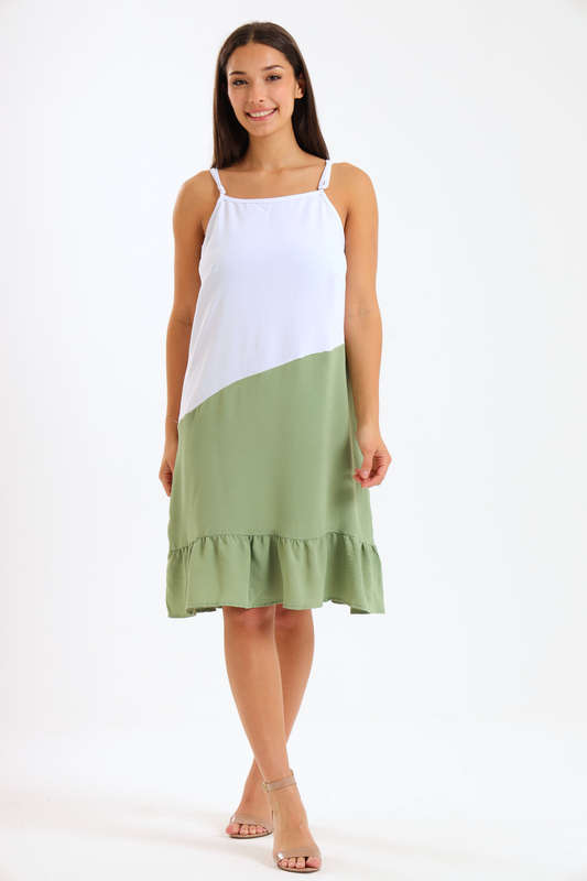 Ladies Colourblock Strappy Summer Dress