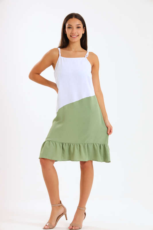 Ladies Colourblock Strappy Summer Dress