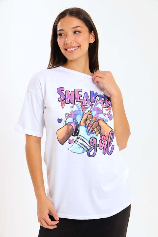 Ladies Printed Slogan Maxi T-shirts