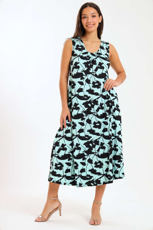 Ladies Sleeveless Midaxi Dress With Pockets