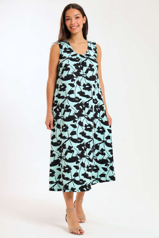Ladies Sleeveless Midaxi Dress With Pockets