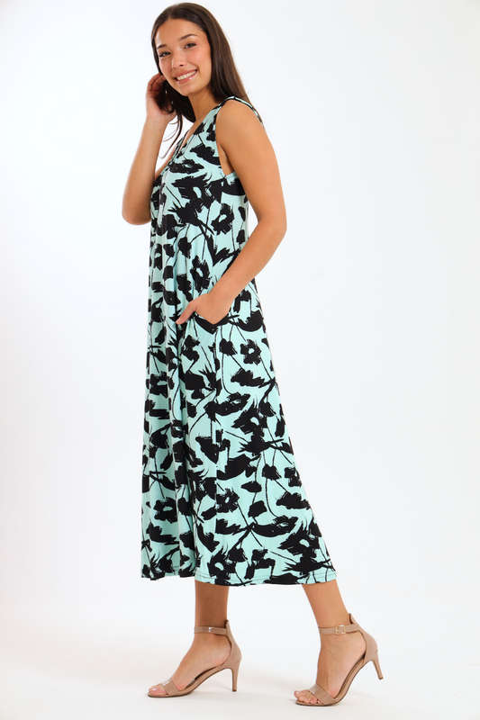 Ladies Sleeveless Midaxi Dress With Pockets