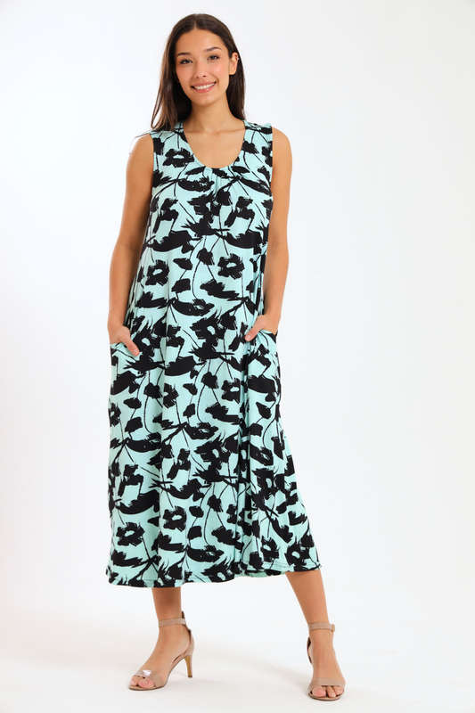 Ladies Sleeveless Midaxi Dress With Pockets