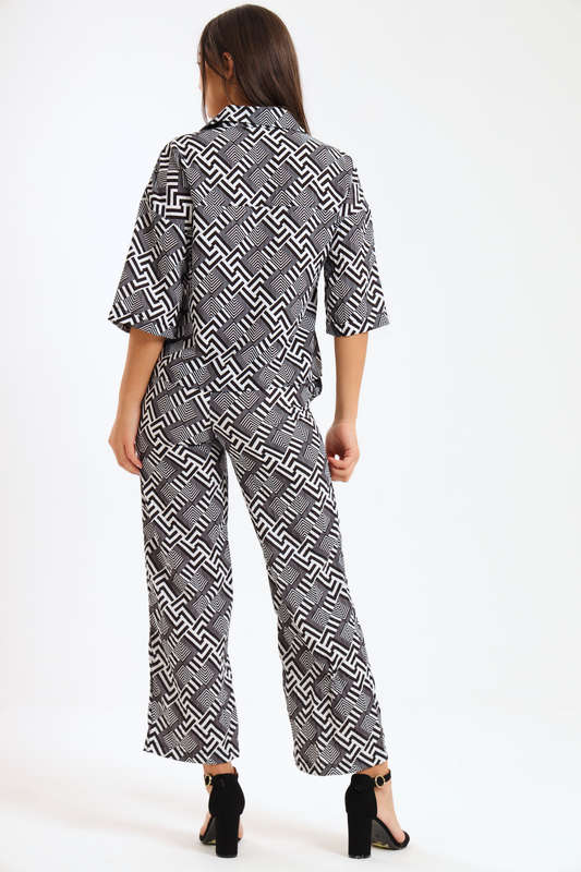 Leah Abstract Print Ladies 2 Piece Shirt and Trouser Co-Ord Set
