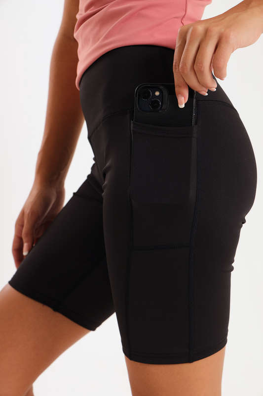 Ladies High Impact Biker Paddle Shorts With Pockets