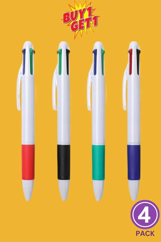 Senza®4 Pack Ballpoint Multicolour 4 In 1 Quad Pen PROMO-2-FOR-1