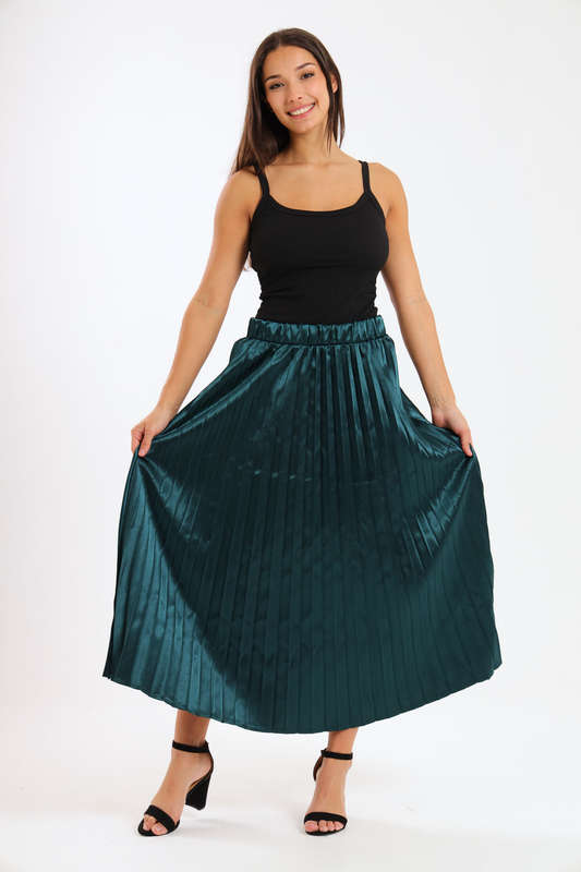 Sorley Pleated Satin Maxi Skirt